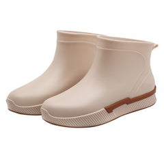 Women's Short Rain Boots Waterproof Slip on Non slip Shoes