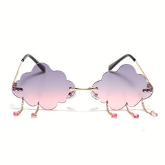 Men's Rimless Metal Charm Sunglasses + Case
