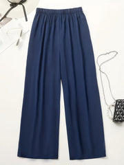 Wide Leg Casual Pants Elastic Waist Loose Fit