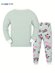 Girl's 2pcs Pajama Set Long Sleeve Top & Pants Loungewear Comfy PJ Set
