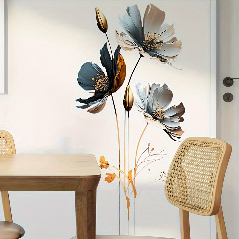 2pcs 3D Flower Wall Stickers Living Room Pvc Self-adhesive 23.6 x 11.8 inch