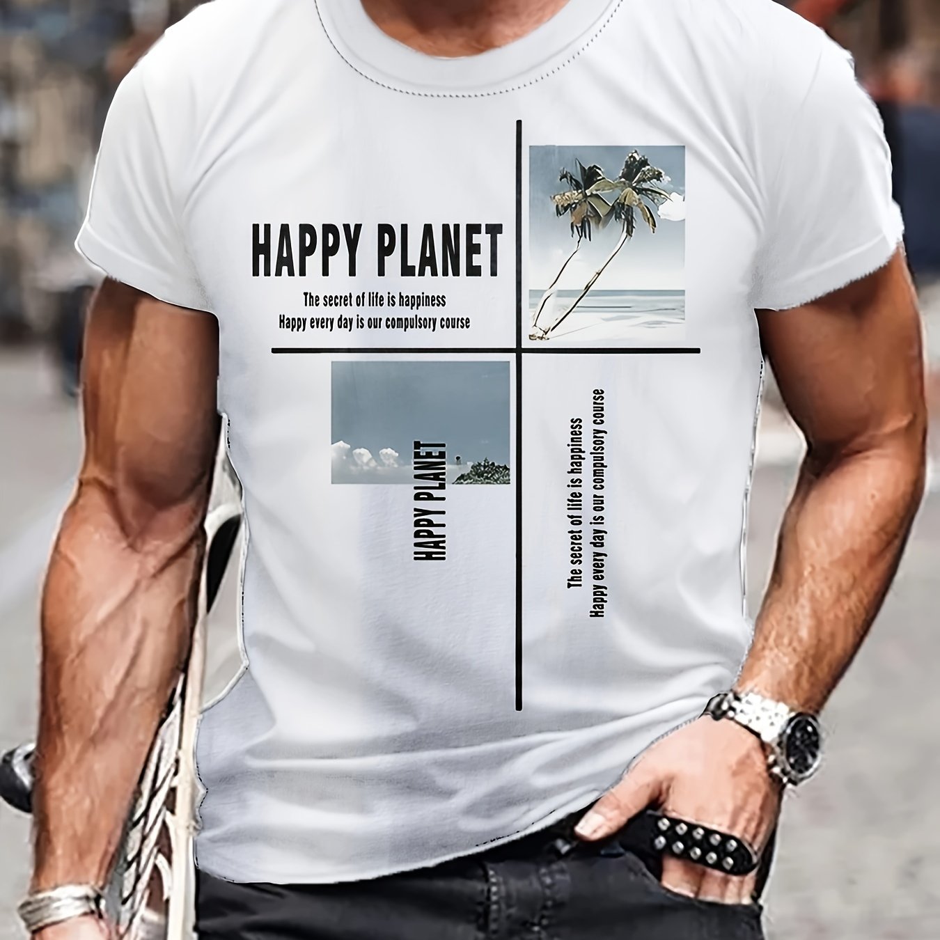 Beach Pattern T shirt Men's Street Style Tee Shirt For Summer