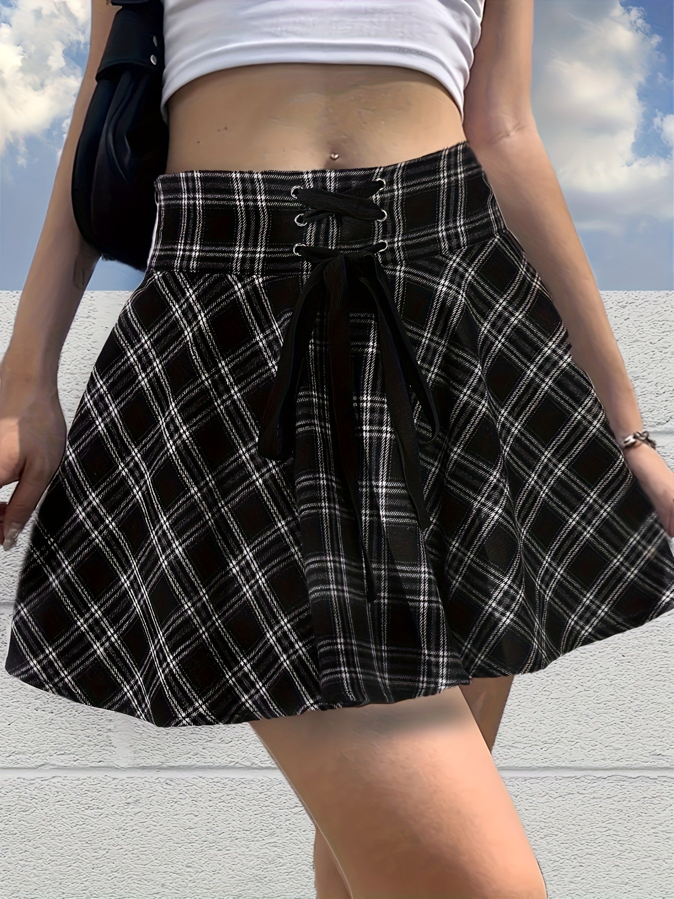 Y2K Summer Plaid Mini Skirt High Waist