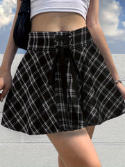 Y2K Summer Plaid Mini Skirt High Waist
