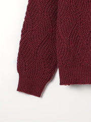 Solid Jacquard High Neck Jumper