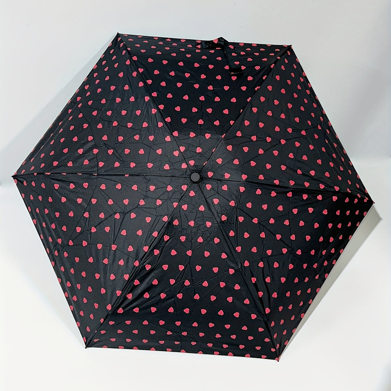 Portable Heart Print Folding Manual Umbrella Mini Parasol Rain Or Shine