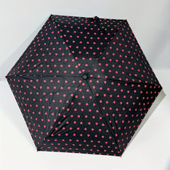 Portable Heart Print Folding Manual Umbrella Mini Parasol Rain Or Shine
