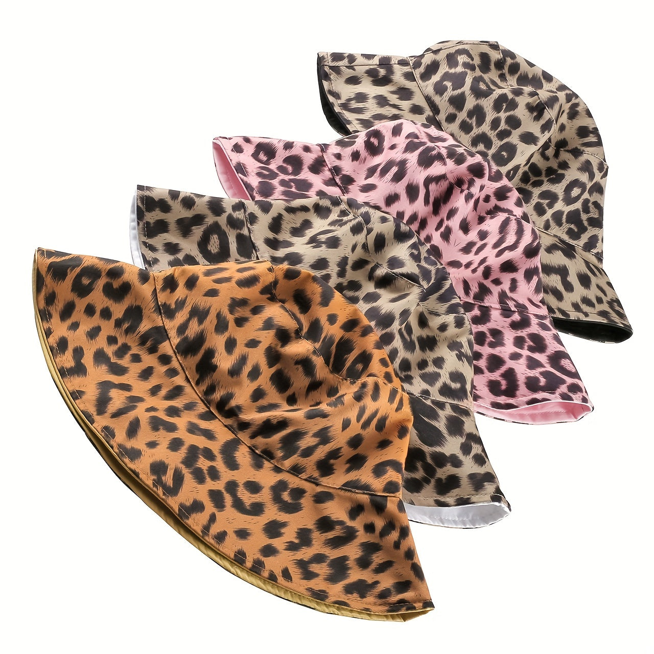 Leopard Print Reversible Bucket Hat Lightweight Sunscreen Fisherman Cap