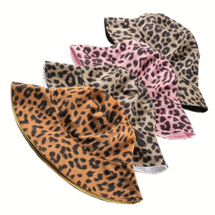 Leopard Print Reversible Bucket Hat Lightweight Sunscreen Fisherman Cap