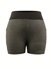 Sports Shorts Women's Plus Honeycomb Pattern Waist Band Skinny Shorts