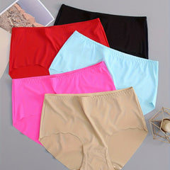 5 Pack Plus Size Seamless Comfort Panties Women's Casual Underwear