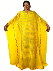 Sequined Bat Sleeve Plus Size Kaftan Dress