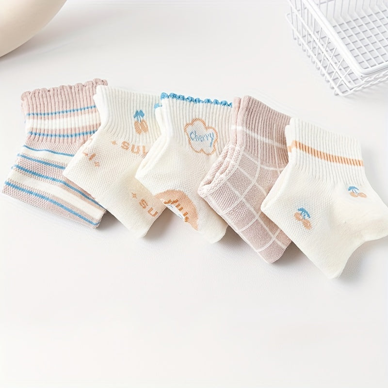 5 Pairs Cartoon Print Socks Comfy & Short Socks Women's Stockings
