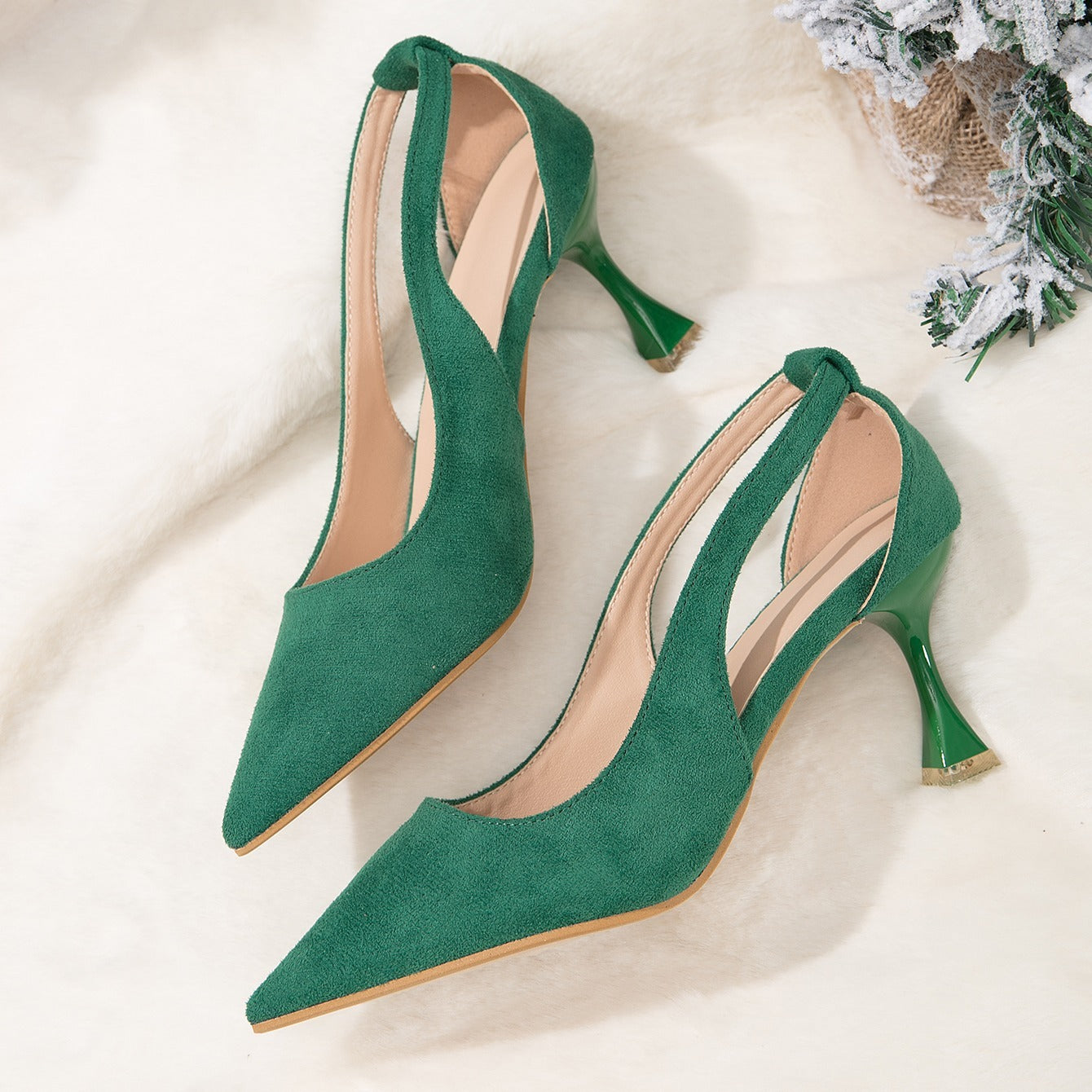 Women's Suede Stiletto Heeled Slingback Pumps