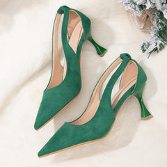 Women's Suede Stiletto Heeled Slingback Pumps