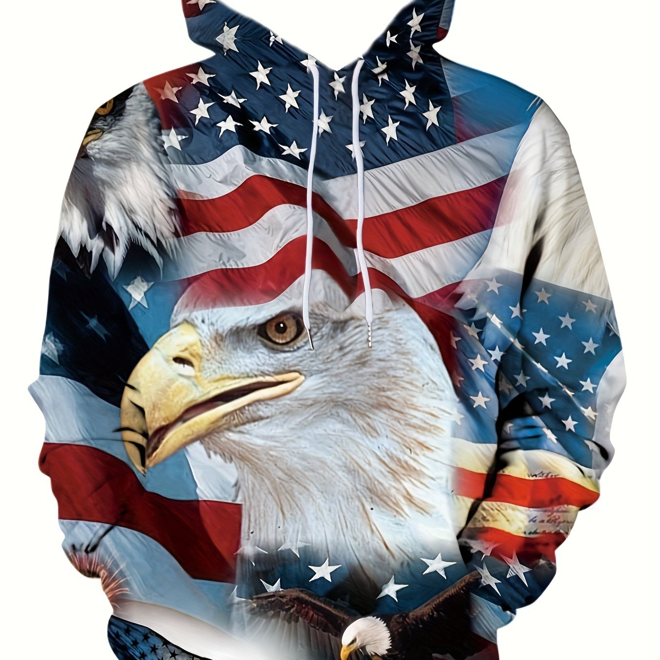 Eagles 3D Print Hoodie For Men Kangaroo Pocket Loose Hooded Pullover