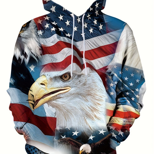 Eagles 3D Print Hoodie For Men Kangaroo Pocket Loose Hooded Pullover