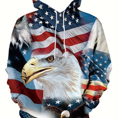 Eagles 3D Print Hoodie For Men Kangaroo Pocket Loose Hooded Pullover