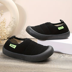 Boy's Solid Slip On Shoes Comfy Non Slip Casual Thermal Sneakers For Kids