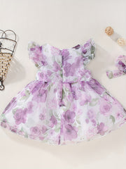 Toddler Baby Girls Floral Flutter Sleeve Dress for Spring Summer Party