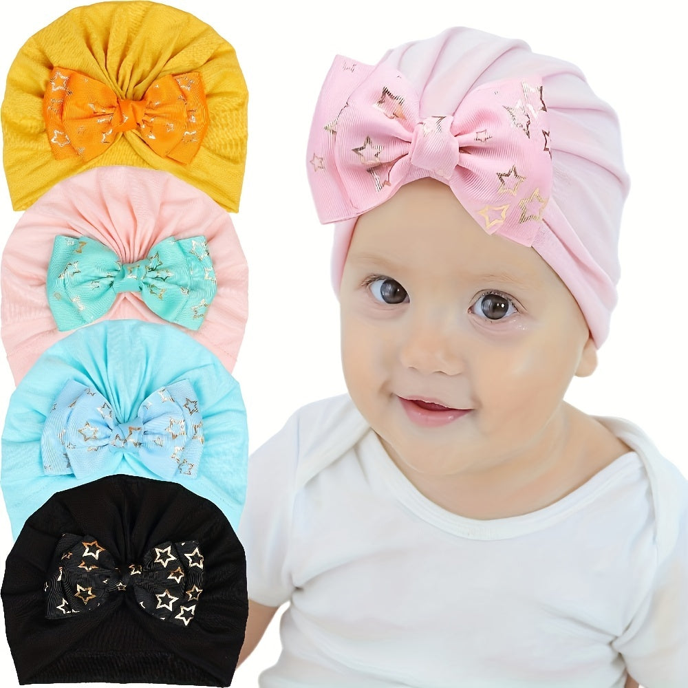 Prom Buckle Stretch Baby Hat Double Layer Bow Set Hair Accessories for Kids