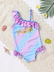 Girls One Shoulder Mermaid Swimwear Frilled Bathing Suit