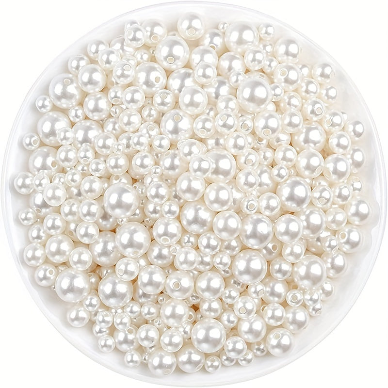 100pcs Mix Size Imitated Pearl Beads 4-8mm Pearls Accessories Women's Jewelry