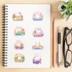 50 Sheets Rainbow Rabbit Sticker Decoration Water Cup Scrapbook Luggage