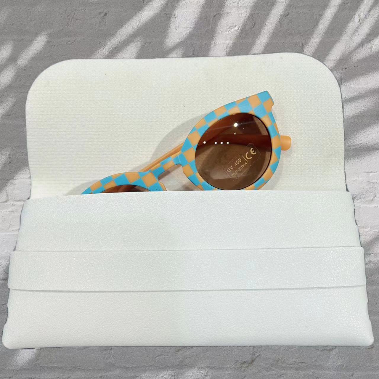 Striped Plaid Pattern Round Sunglasses UV Protection