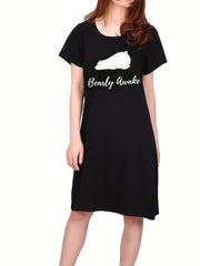 Bear Print NightDress Short Sleeve Pajama Dress