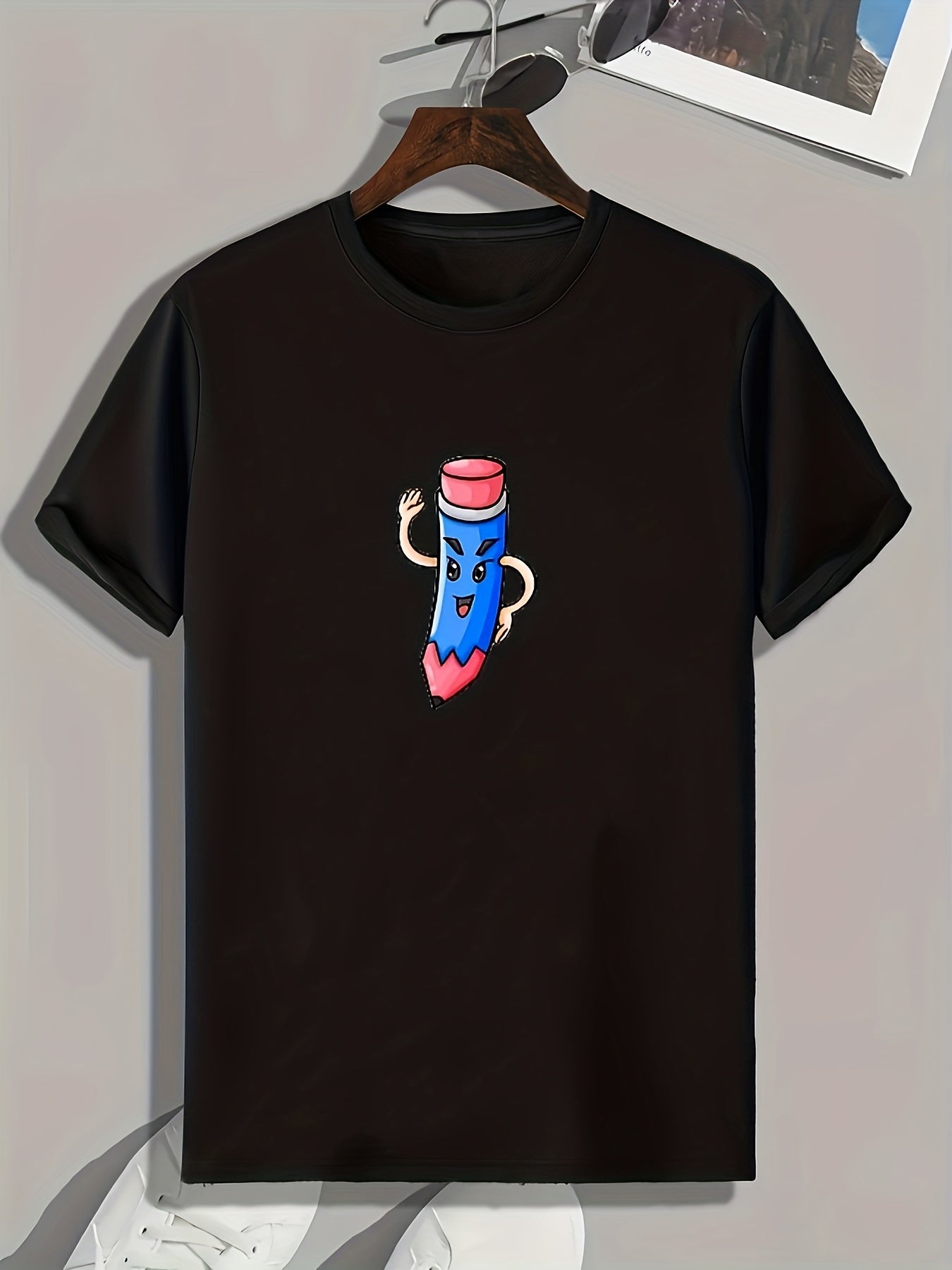 Pencil Print Mens Graphic Tee for Summer