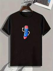 Pencil Print Mens Graphic Tee for Summer