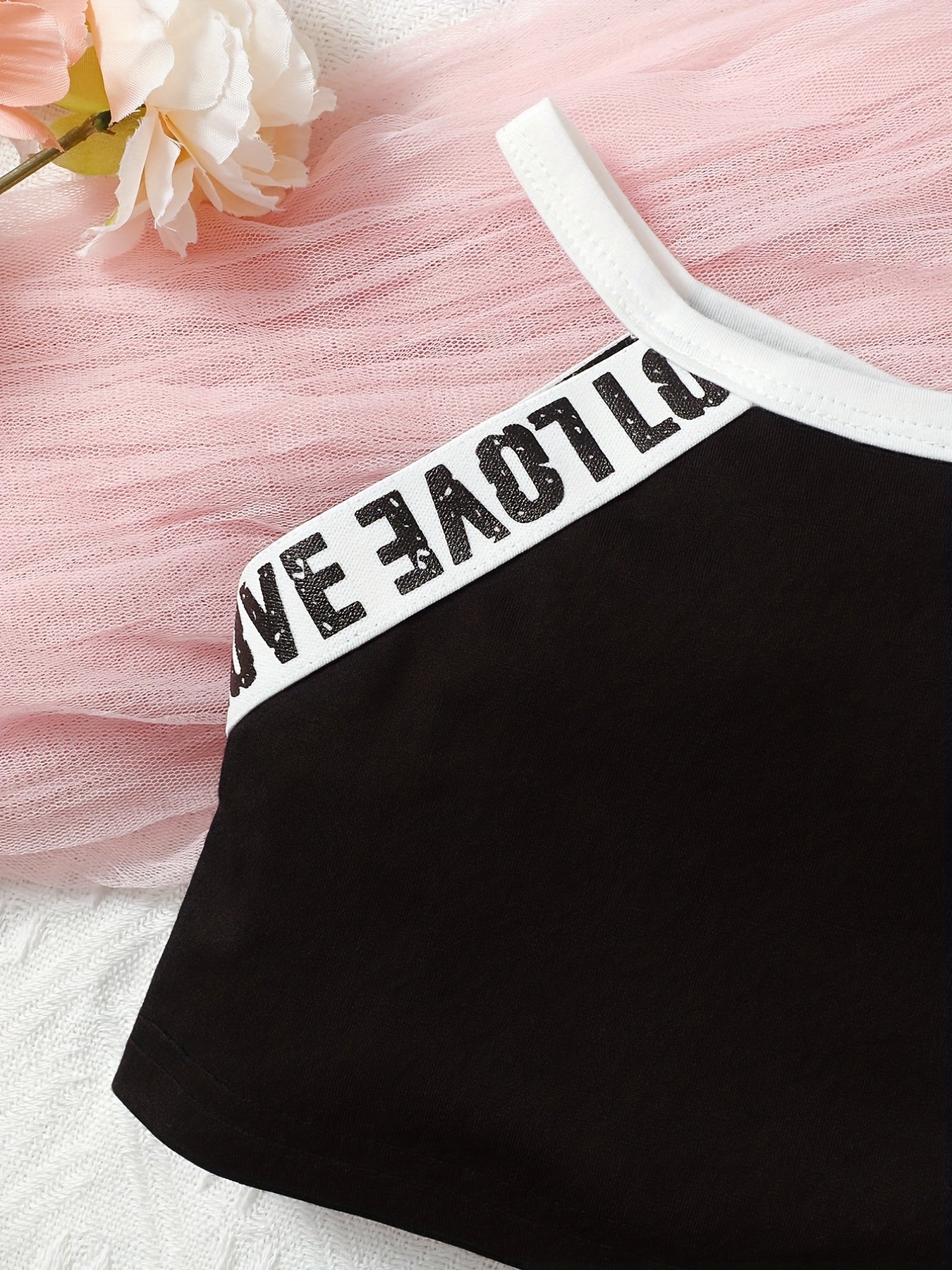 Baby Girl Cotton Letter Halter Top & Shorts Set