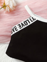 Baby Girl Cotton Letter Halter Top & Shorts Set