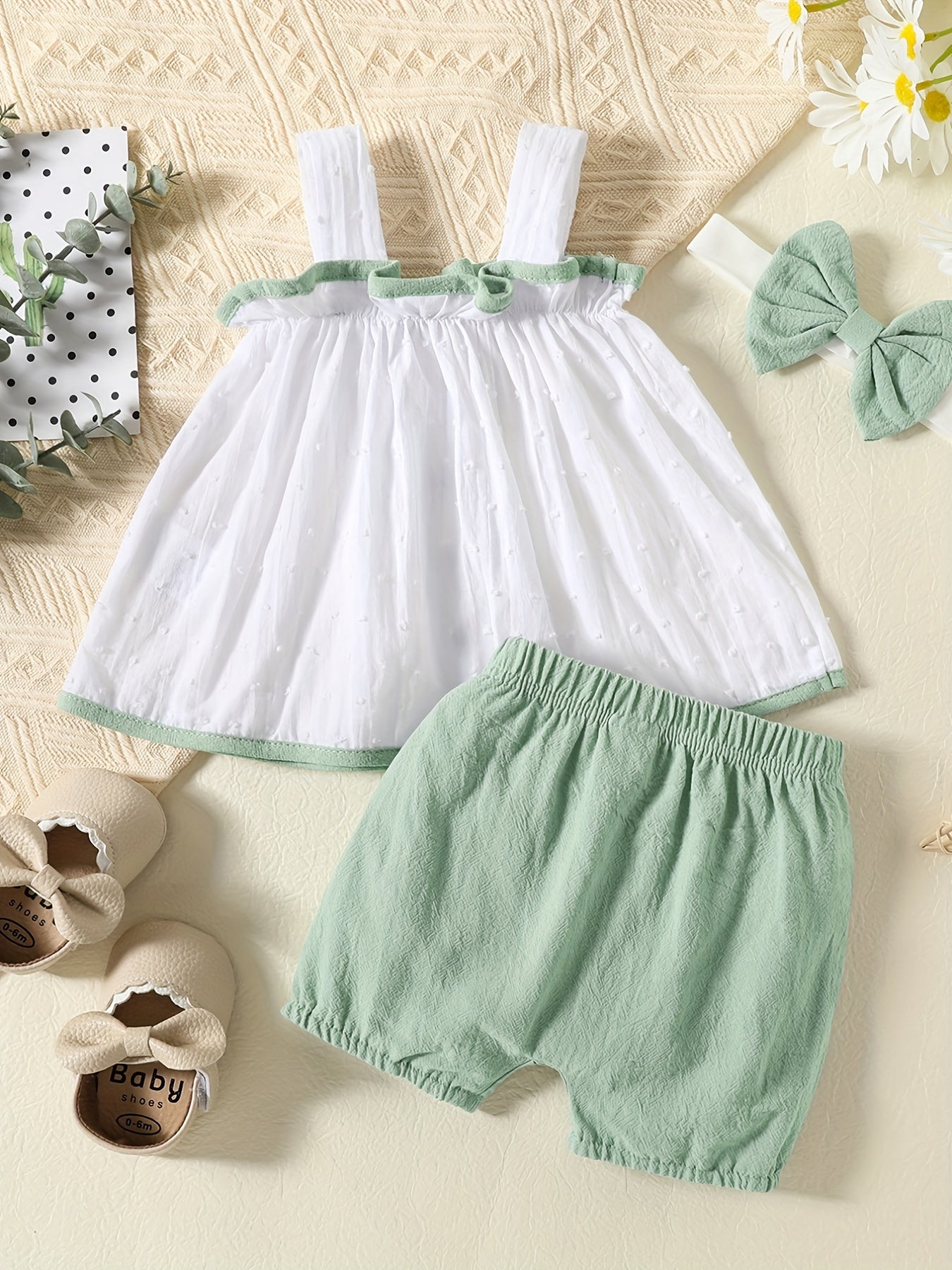 2pcs Baby Girls Cami Tops & Shorts Set for Summer
