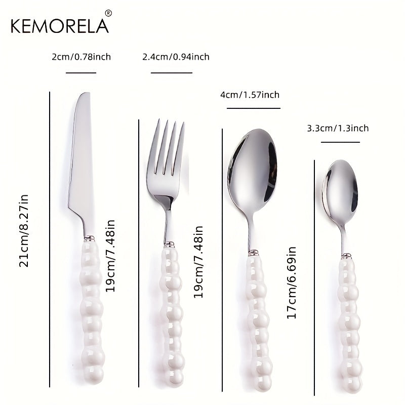 4pcs Ceramic Handle Cutlery Set for Steak and Dessert
