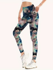 Stylish Print Yoga Leggings with Pockets High Waist Activewear