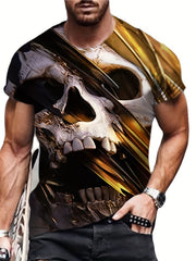 Men's 3D Skull Print T-Shirt Breathable Tee for Summer Outdoor