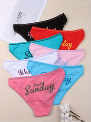 7pcs Letter Print Briefs Stretchy Intimates Panties Lingerie & Underwear