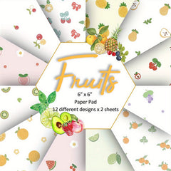 24 Sheets 6 x6 DIY Fruits Scrapbook Paper Journaling Kit