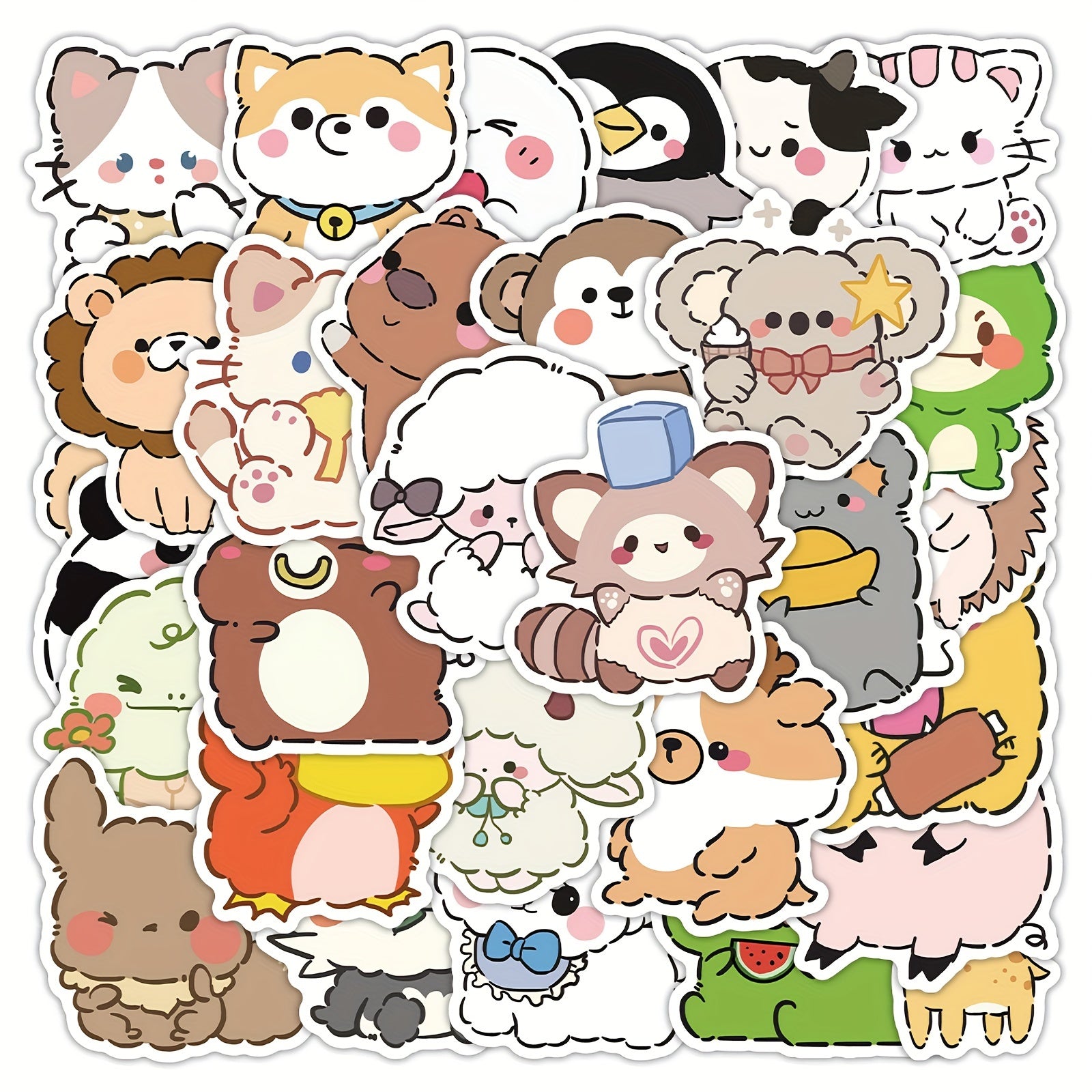60 Small Animals Cartoon Stickers - Cute Waterproof Decals for Bottles Cars