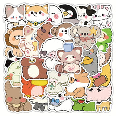 60 Small Animals Cartoon Stickers - Cute Waterproof Decals for Bottles Cars