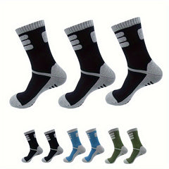 Men's Hiking Crew Socks Cushioned Outdoor Socks - 3 Pairs