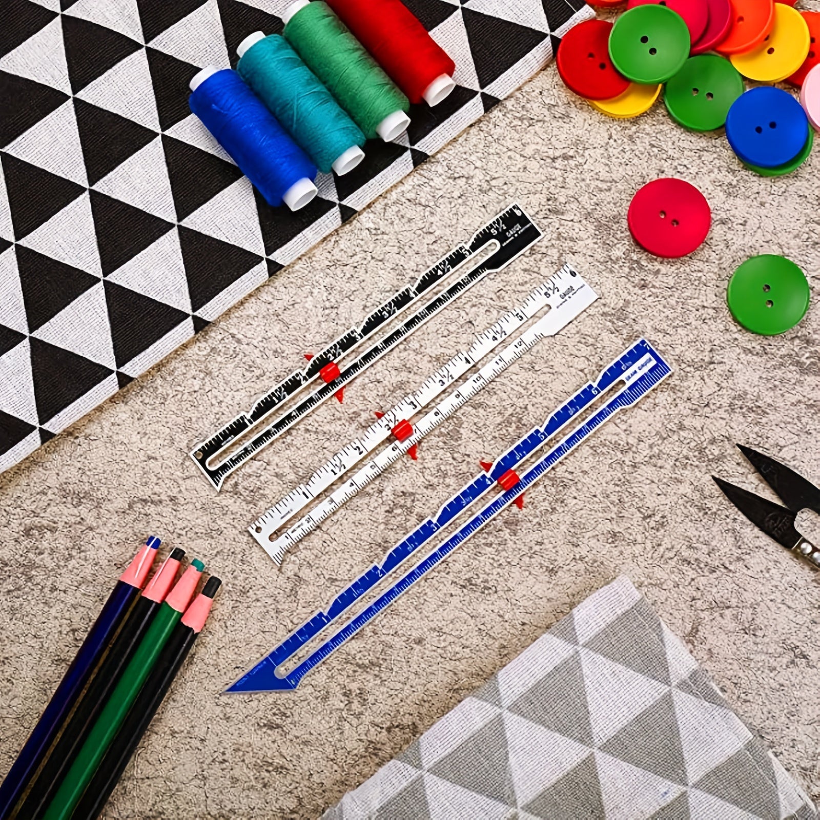 Metal Sliding Guage Sewing Measuring Tool For Quilting And Sewing
