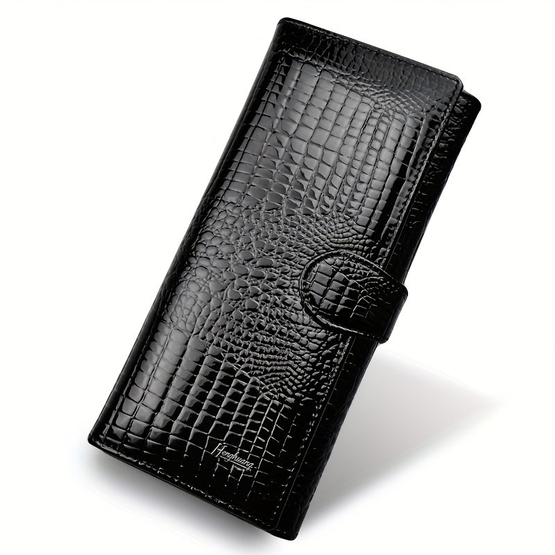 Women's Crocodile Embossed Trifold Long Wallet
