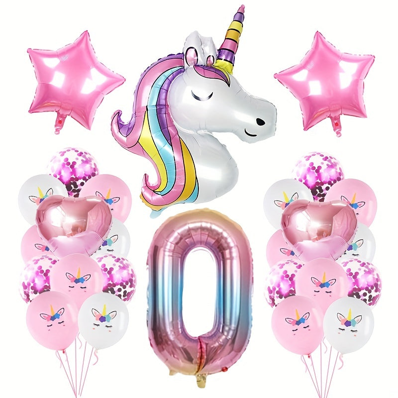 21pcs Unicorn Birthday Number Balloons - Make Your Party Magical