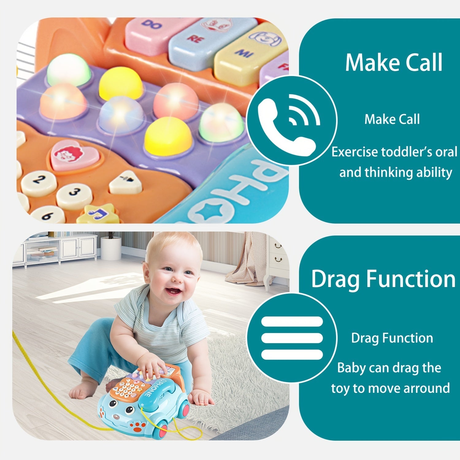 Baby Musical Phone Car Toy Educational Early Education Simulation Machine