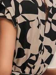 Floral Print Belted Romper Jumpsuit Casual Layered Flutter Sleeve Jumpsuit