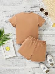 Toddler Smile Print Tee Top Shorts Set