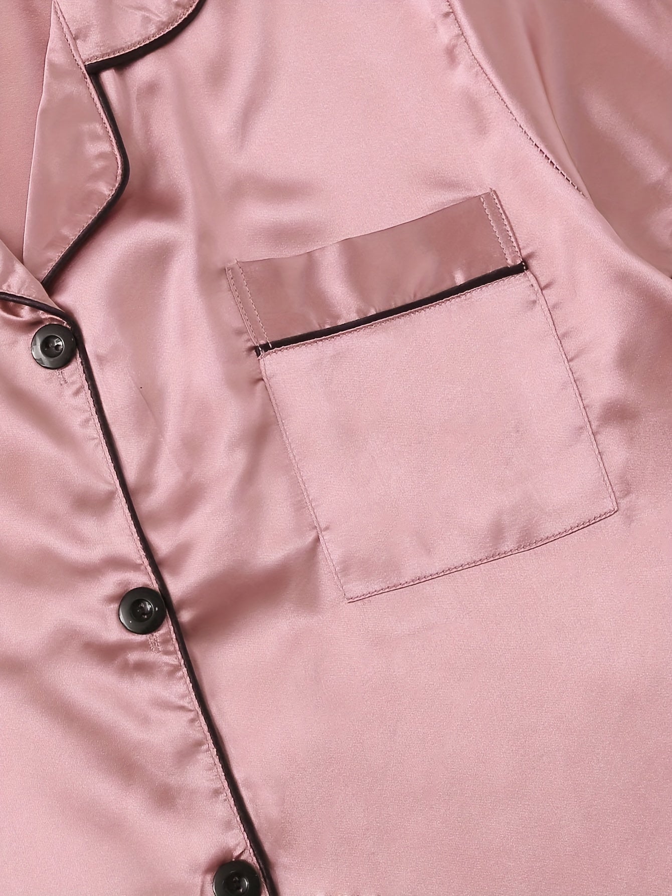Satin Pajamas Set Short Sleeve Buttons Top & Shorts Women's Sleepwear